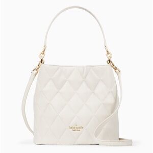 ♠️Kate Spade Carey Quilted Leather Bucket Crossbody Bag, Parchment White NWT